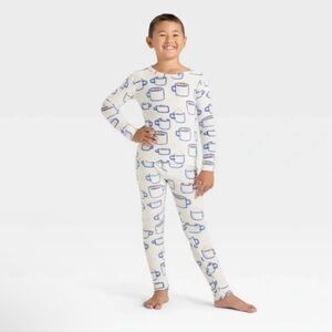 Cat & Jack Boys 2-Piece Pajama Set Hot Cocoa Mug Print Long Sleeve Sleepwear
